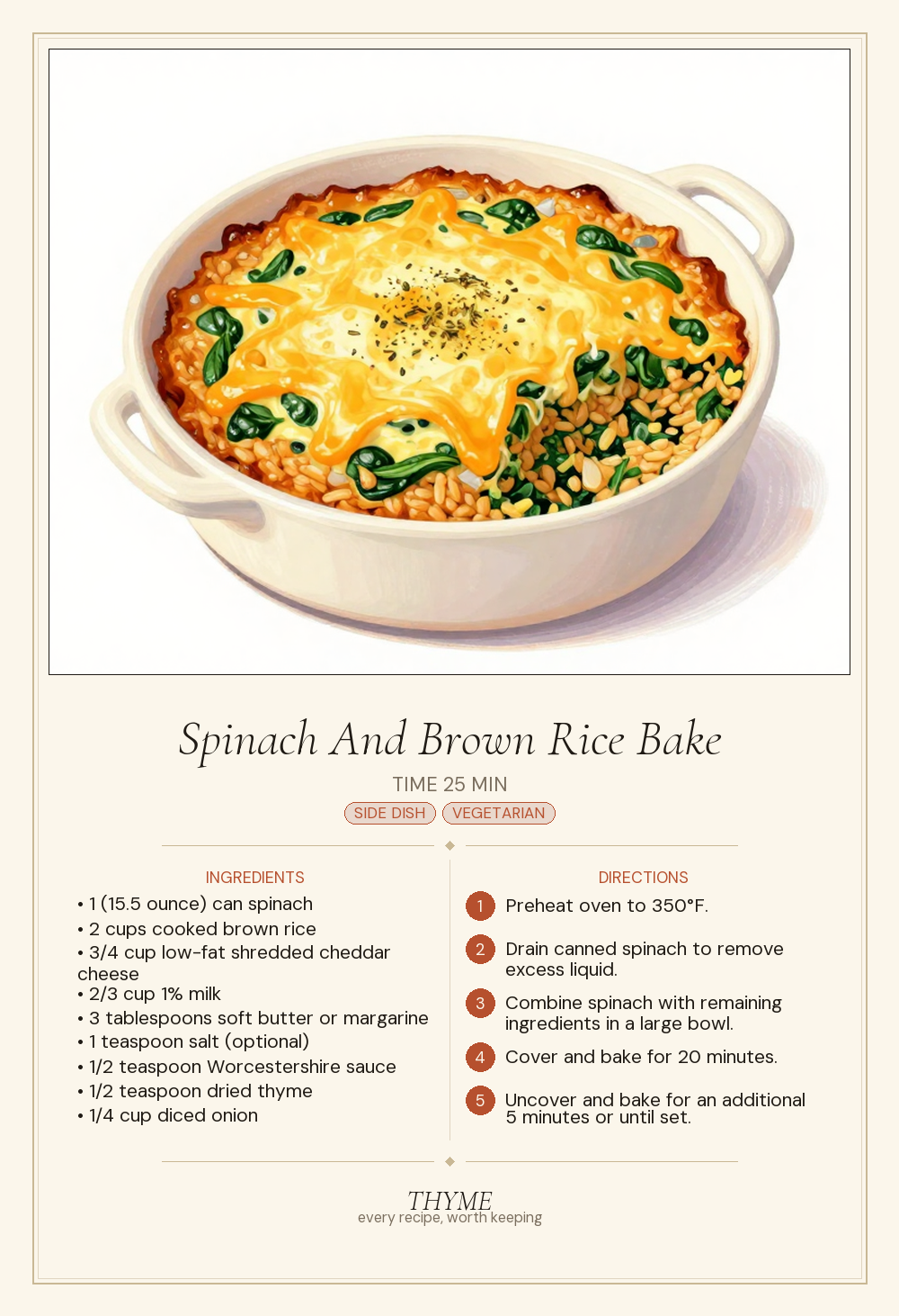 Spinach And Brown Rice Bake