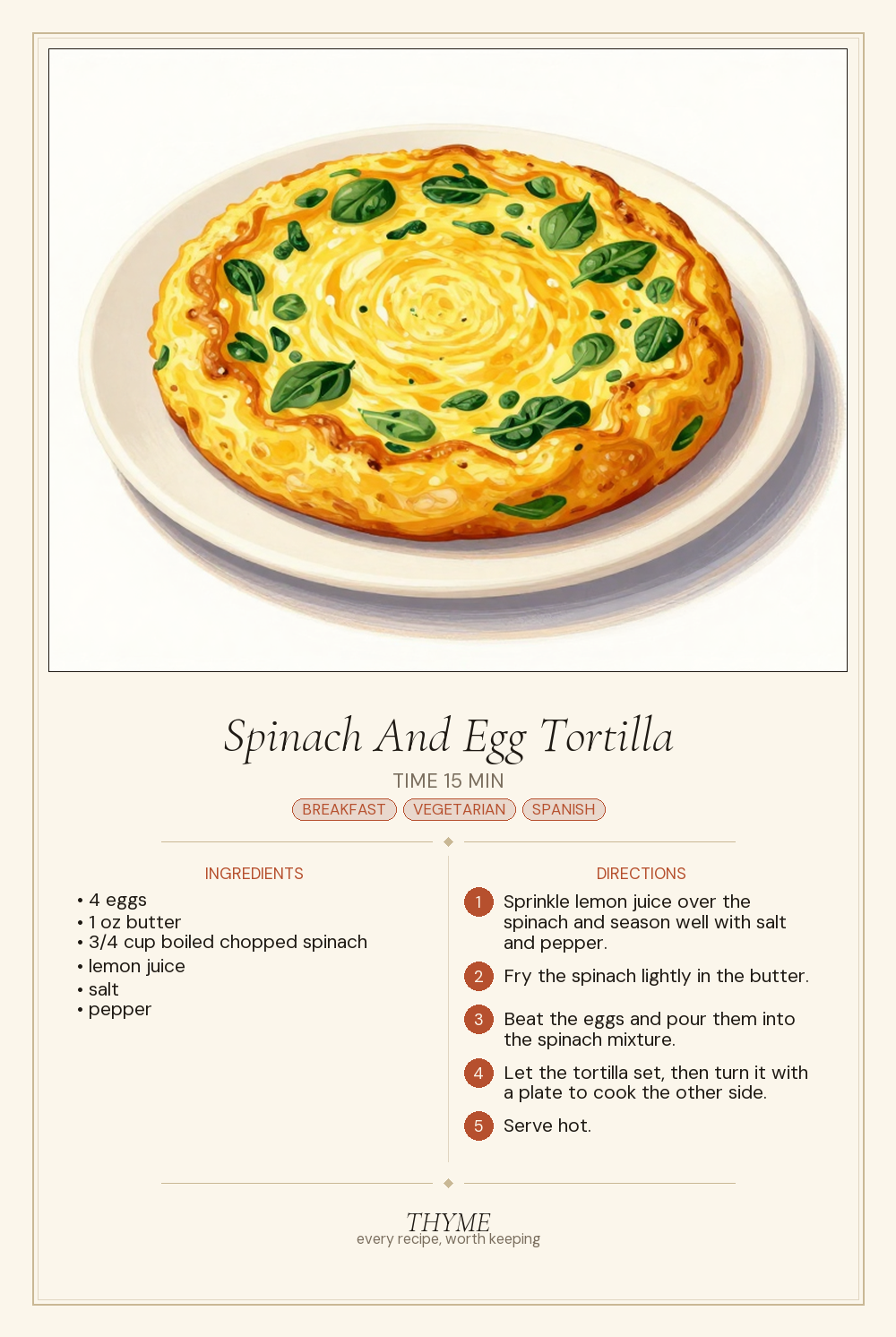 Spinach And Egg Tortilla