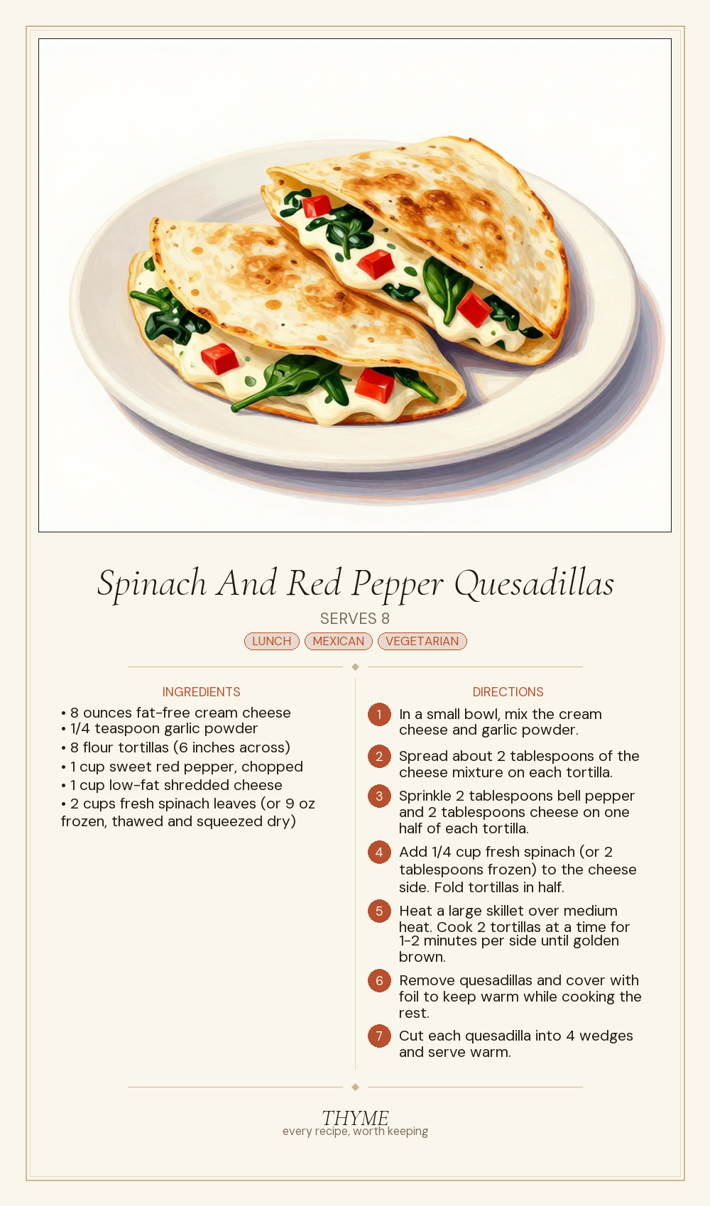 Spinach And Red Pepper Quesadillas