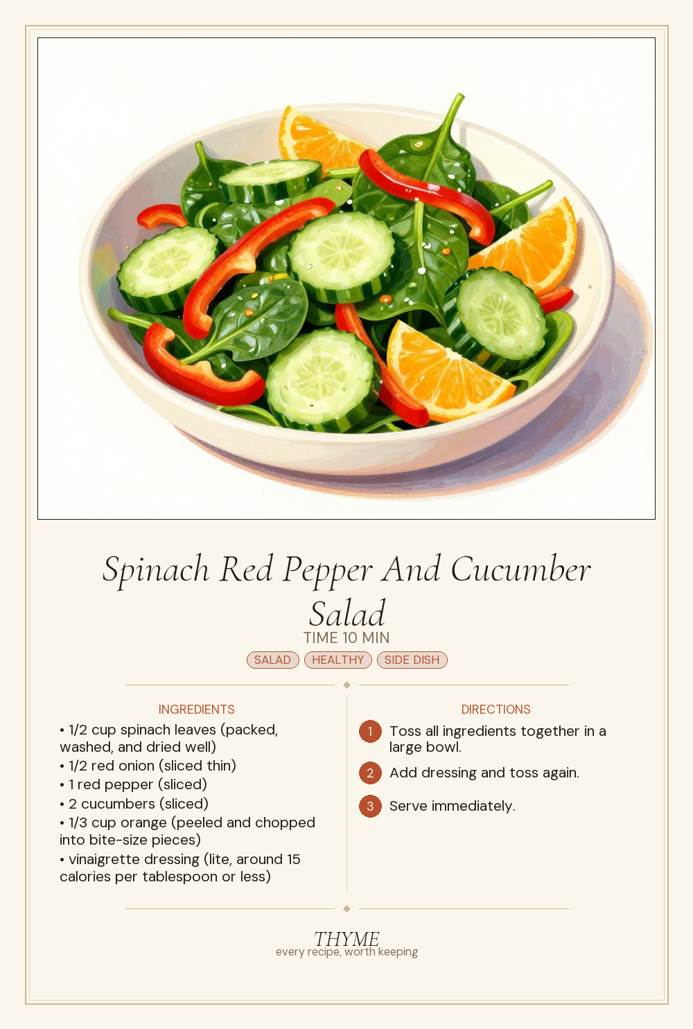 Spinach Red Pepper And Cucumber Salad