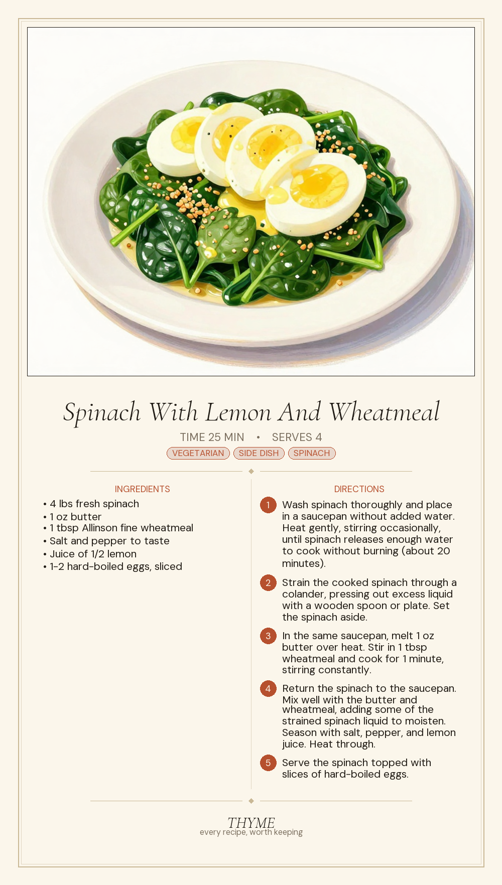 Spinach With Lemon And Wheatmeal