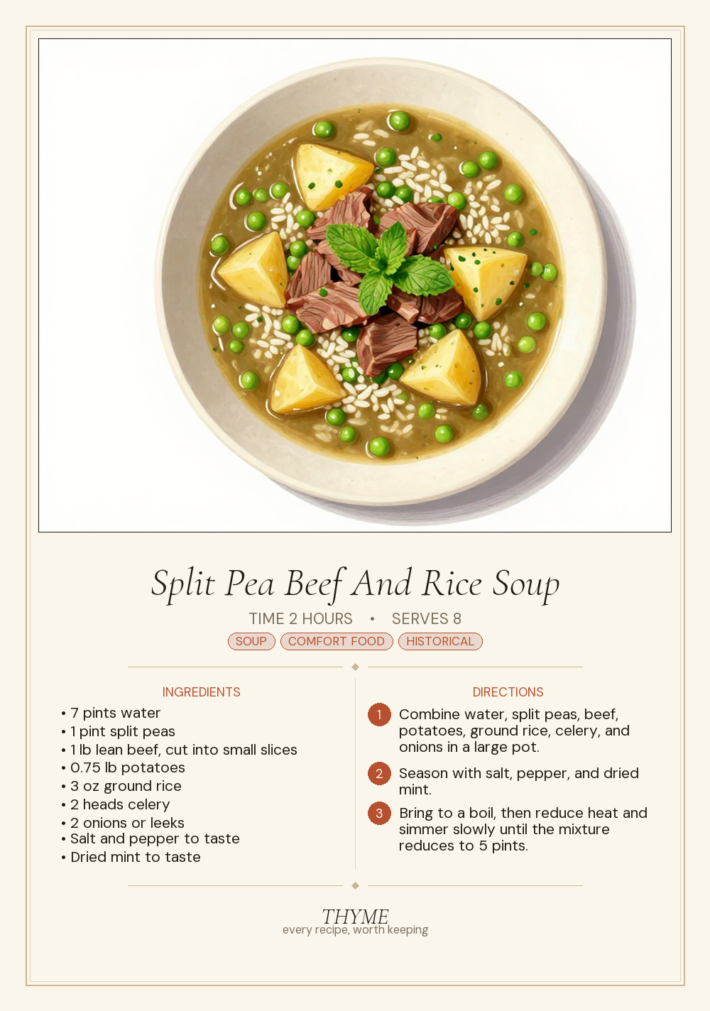 Split Pea Beef And Rice Soup
