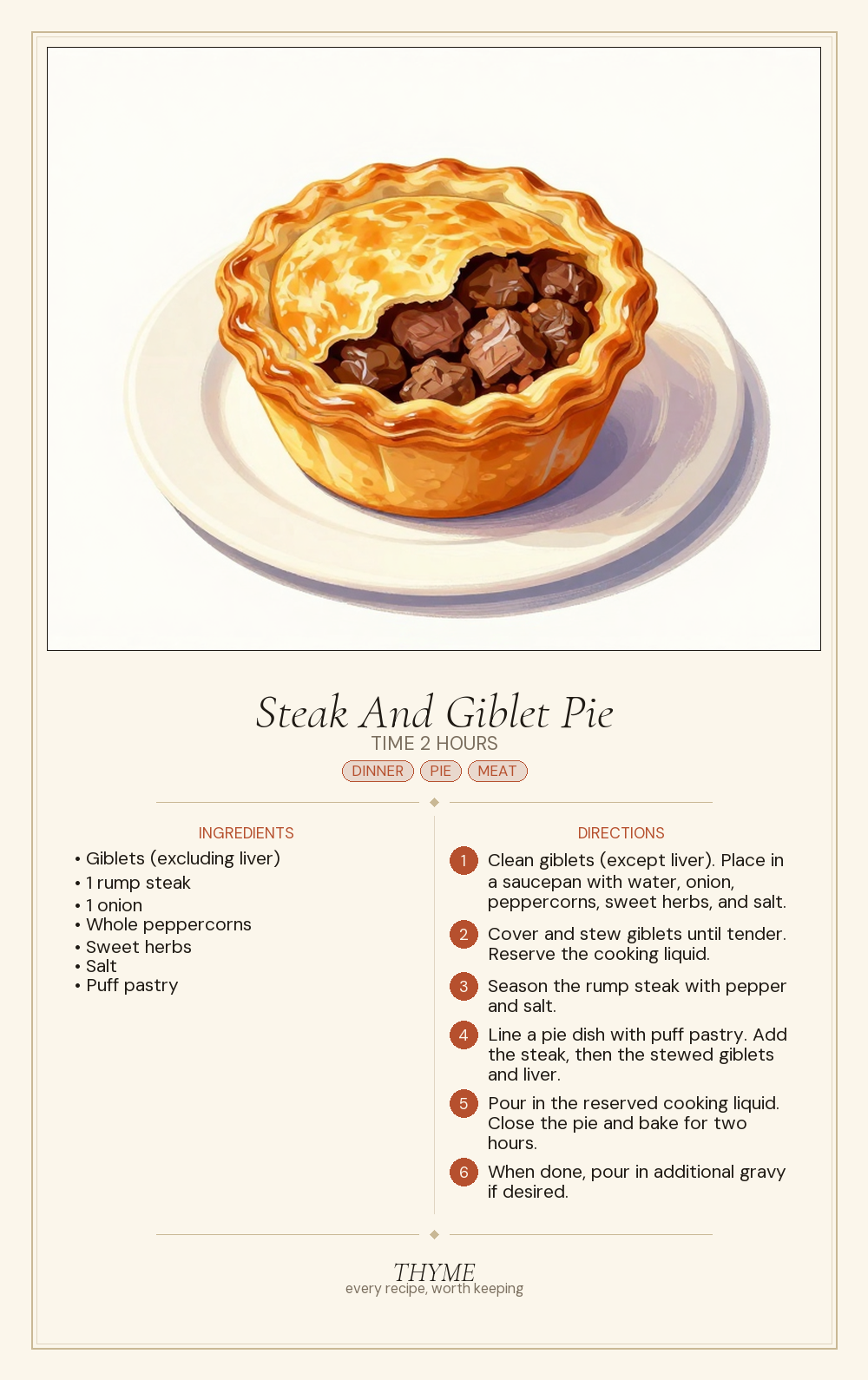 Steak And Giblet Pie