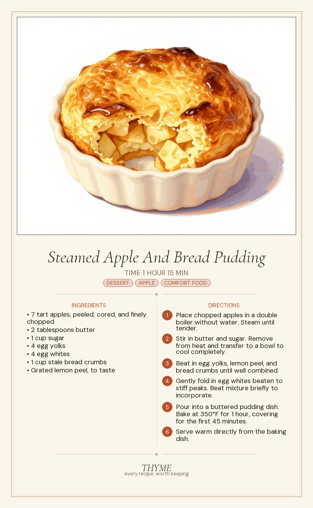 Steamed Apple And Bread Pudding