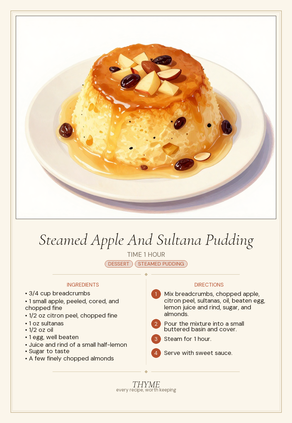Steamed Apple And Sultana Pudding