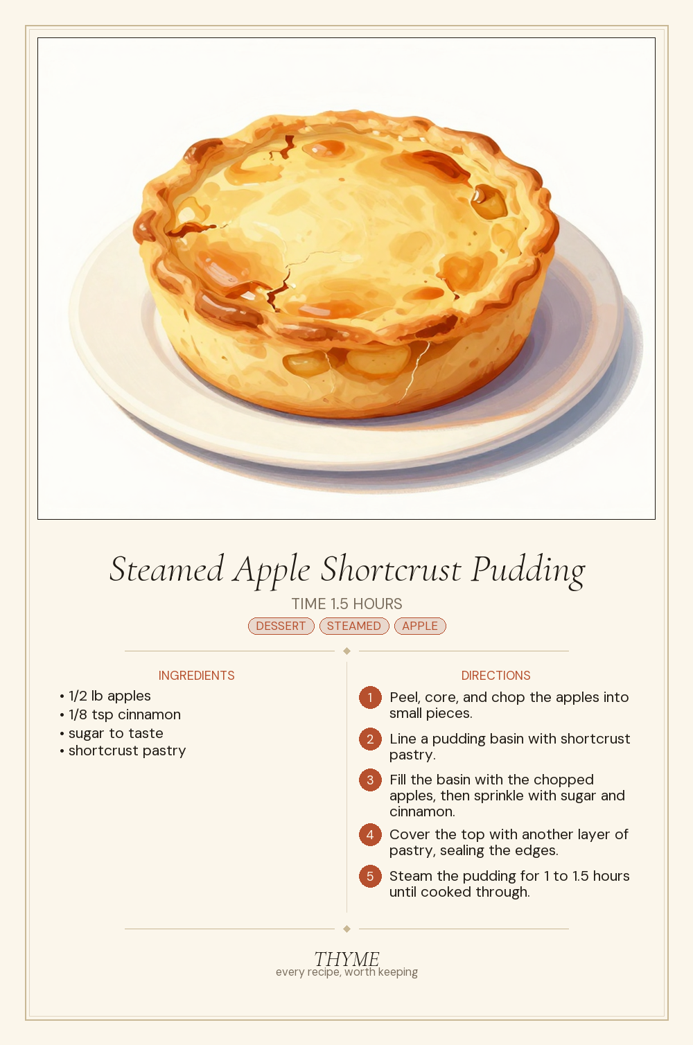 Steamed Apple Shortcrust Pudding