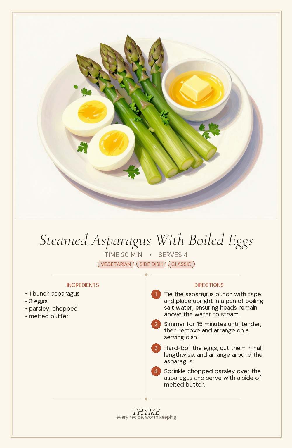 Steamed Asparagus With Boiled Eggs