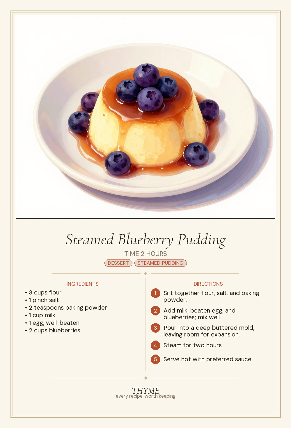 Steamed Blueberry Pudding