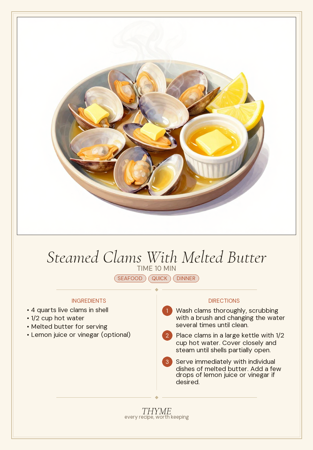 Steamed Clams With Melted Butter