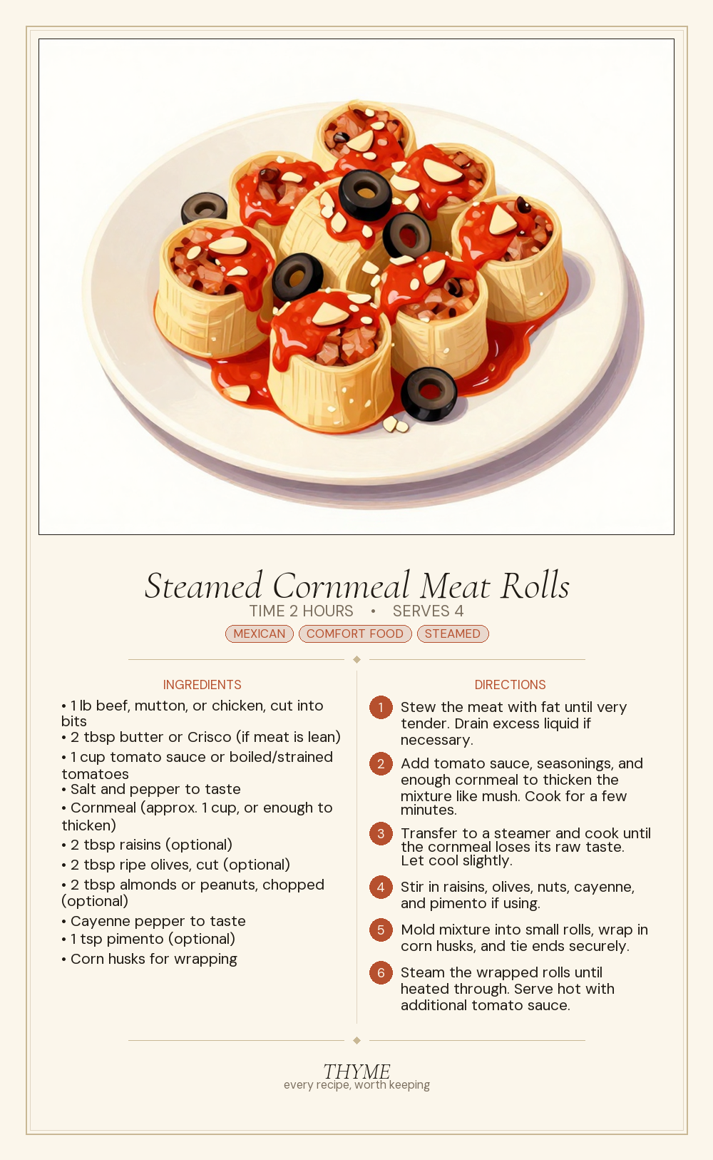 Steamed Cornmeal Meat Rolls