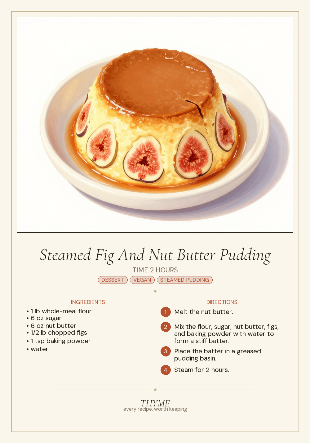 Steamed Fig And Nut Butter Pudding