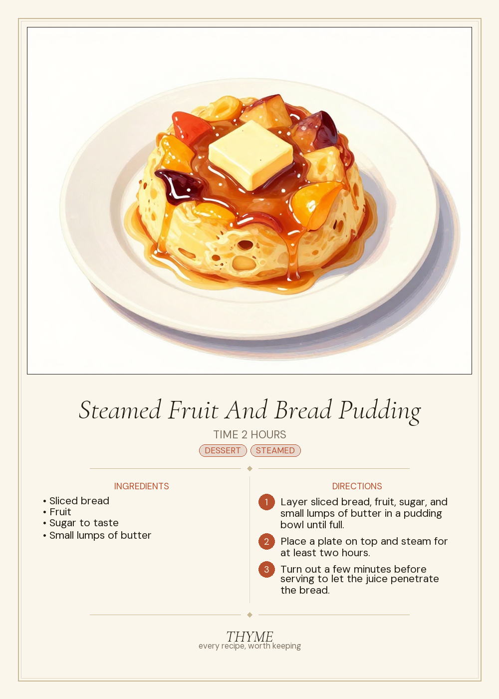 Steamed Fruit And Bread Pudding