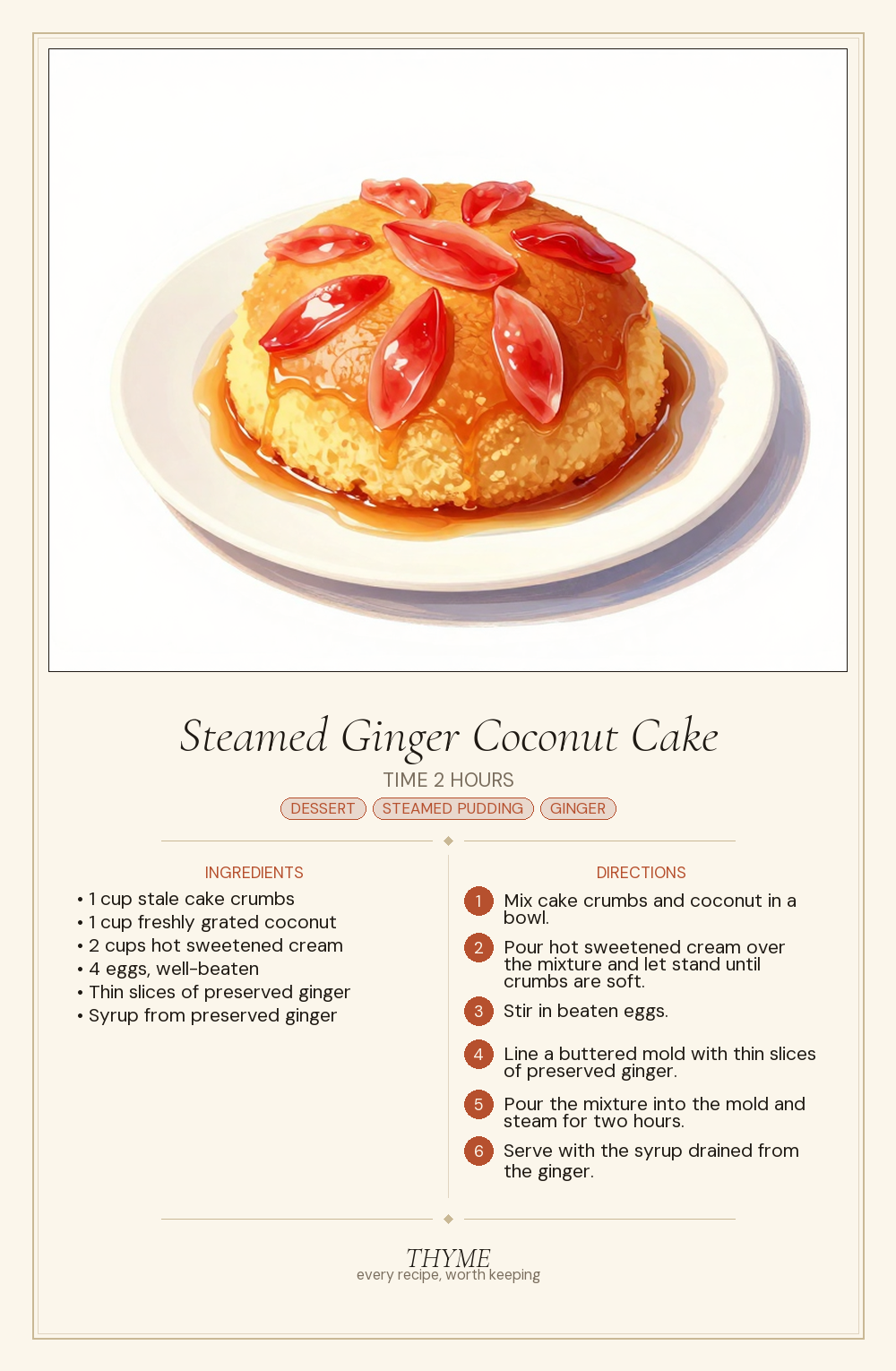 Steamed Ginger Coconut Cake