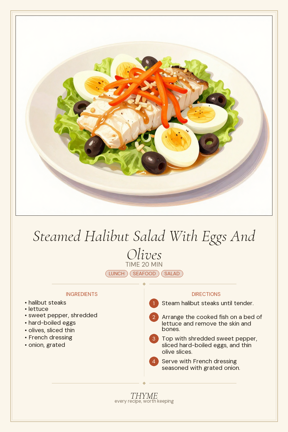 Steamed Halibut Salad With Eggs And Olives