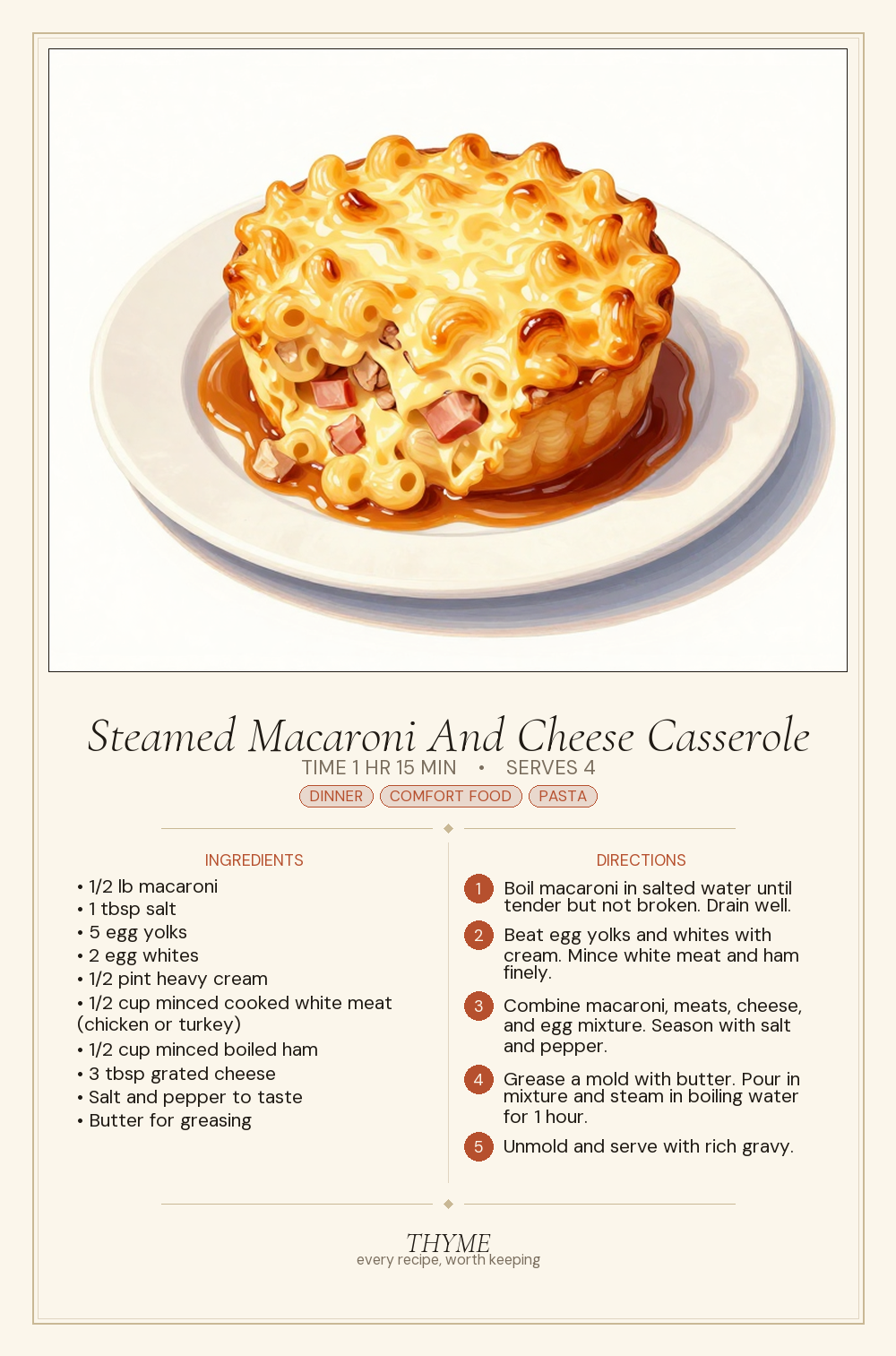 Steamed Macaroni And Cheese Casserole