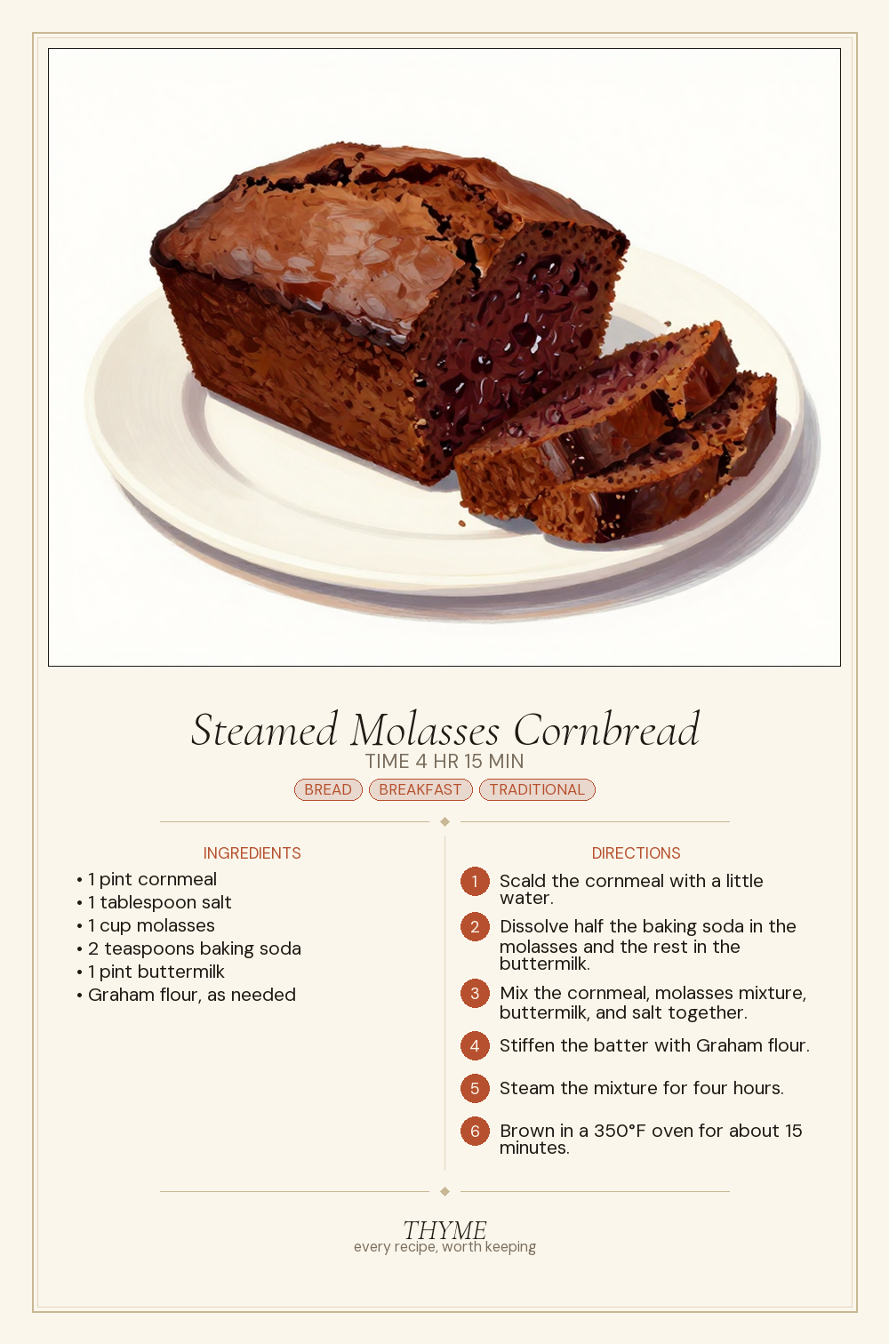 Steamed Molasses Cornbread