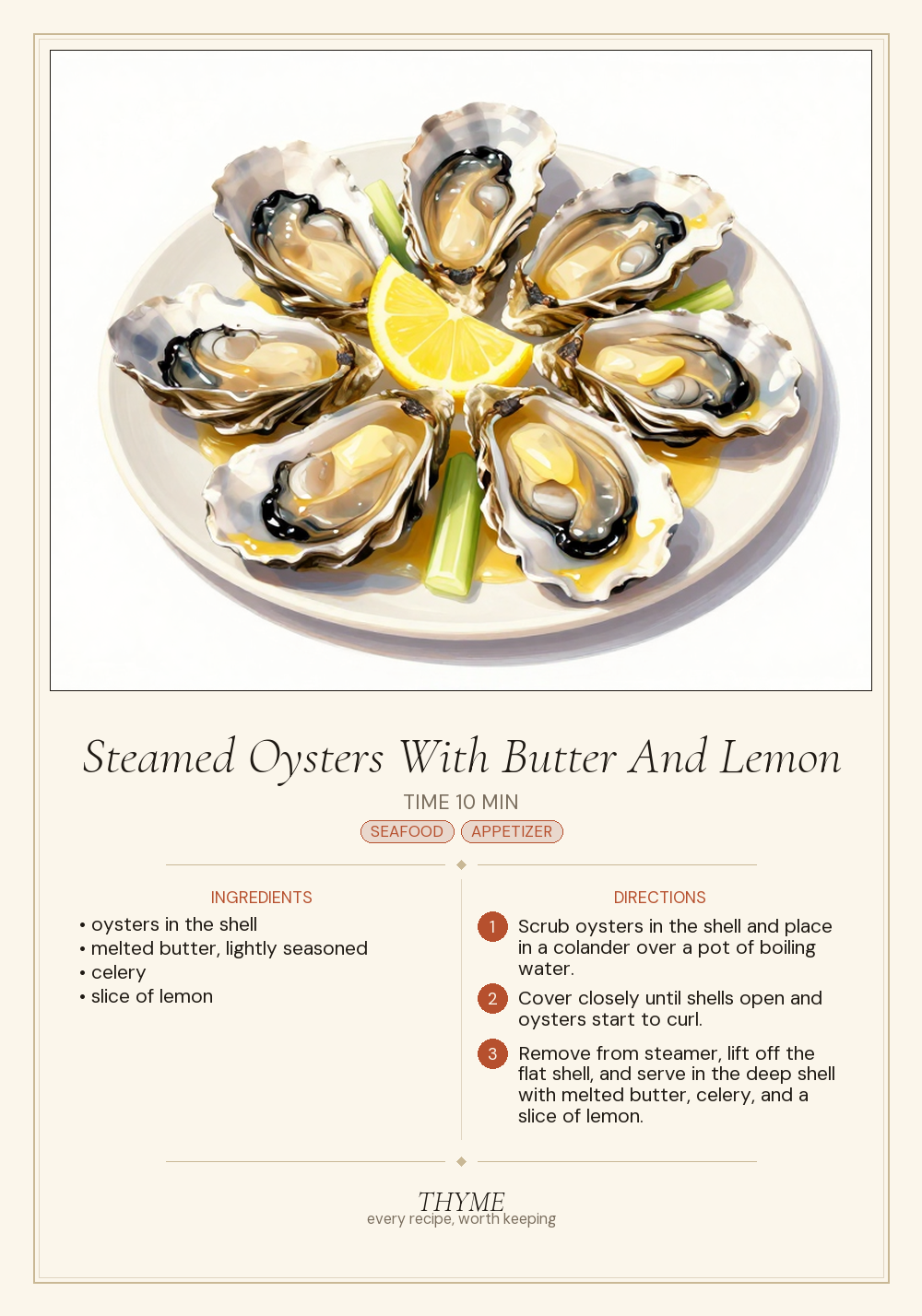 Steamed Oysters With Butter And Lemon