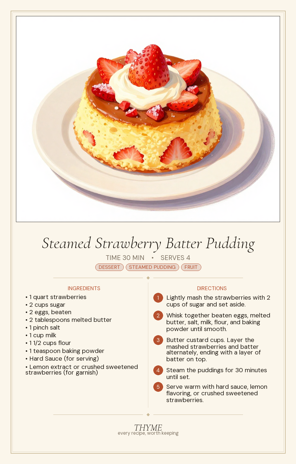 Steamed Strawberry Batter Pudding