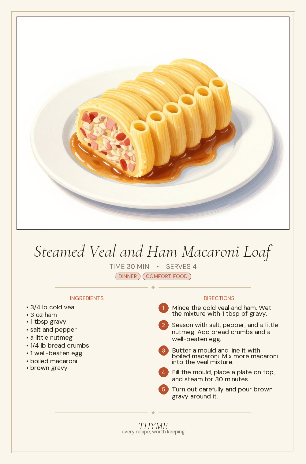 Steamed Veal and Ham Macaroni Loaf