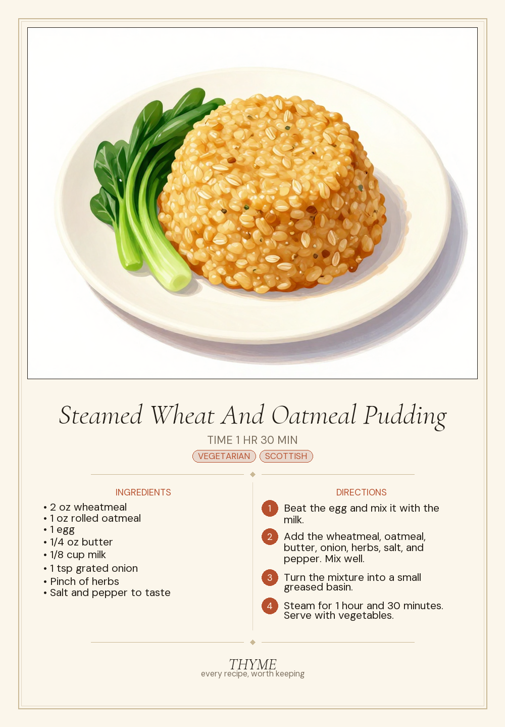 Steamed Wheat And Oatmeal Pudding