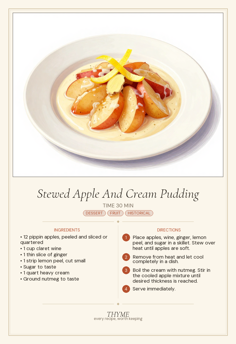 Stewed Apple And Cream Pudding