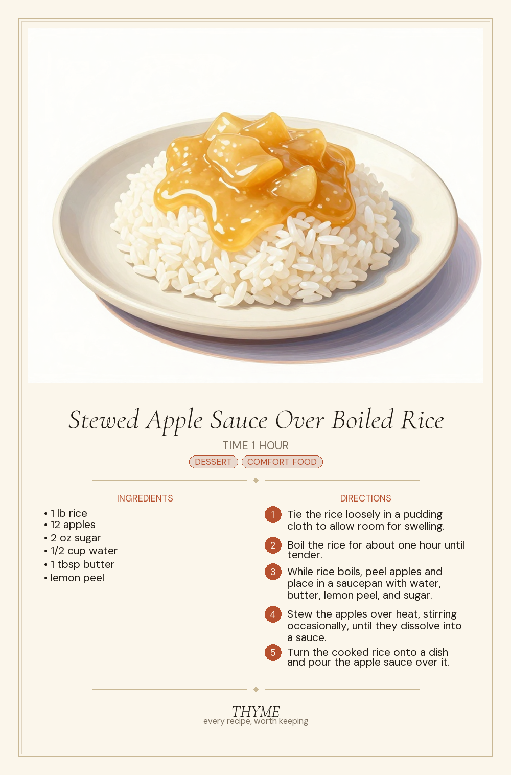 Stewed Apple Sauce Over Boiled Rice
