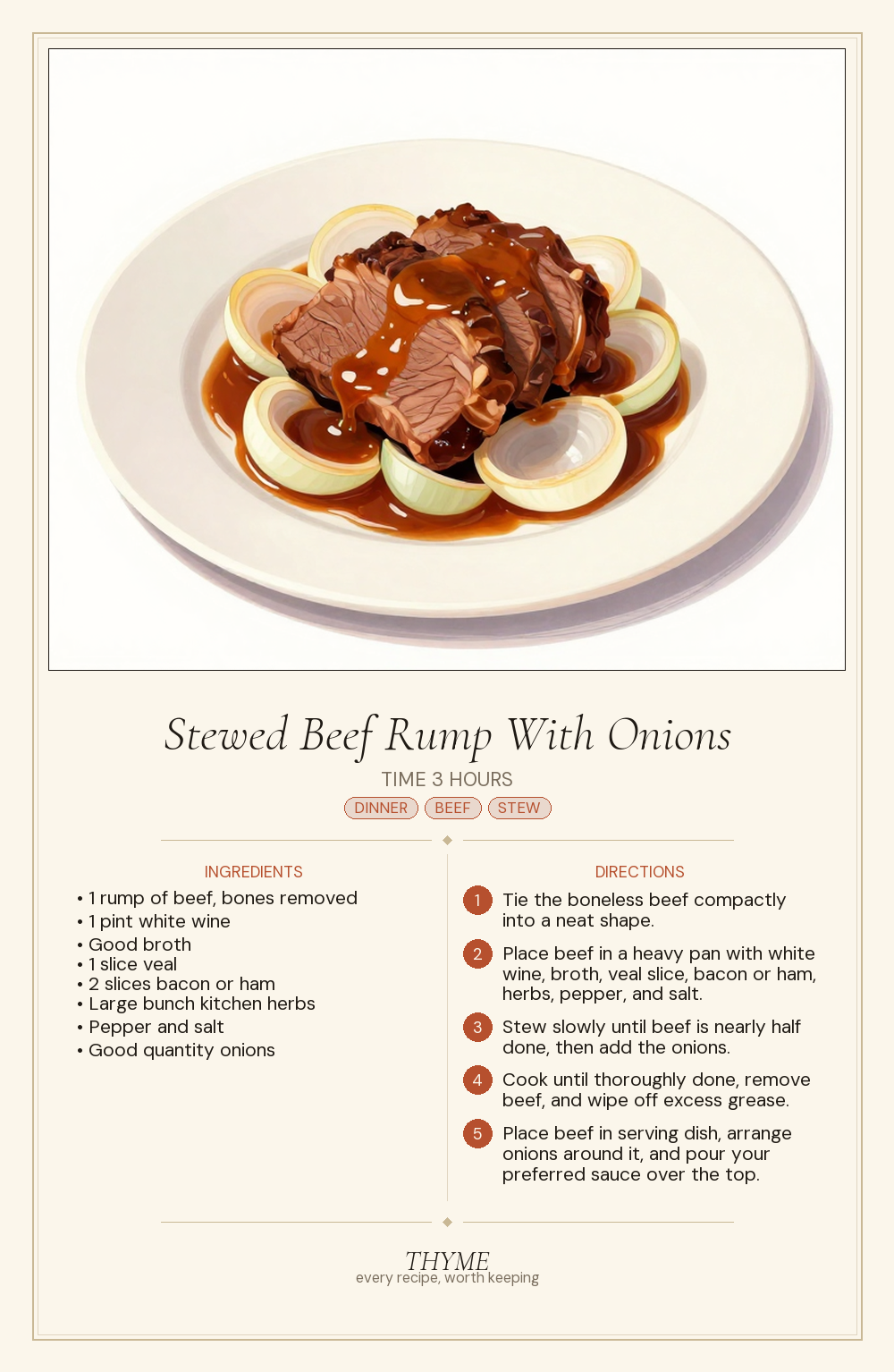 Stewed Beef Rump With Onions