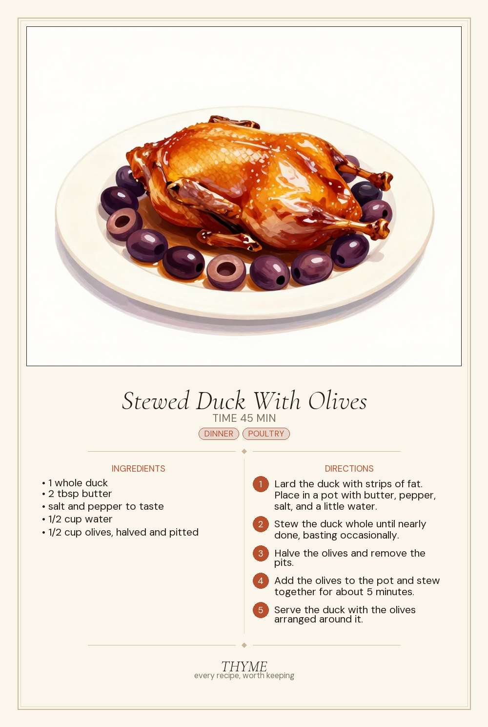 Stewed Duck With Olives