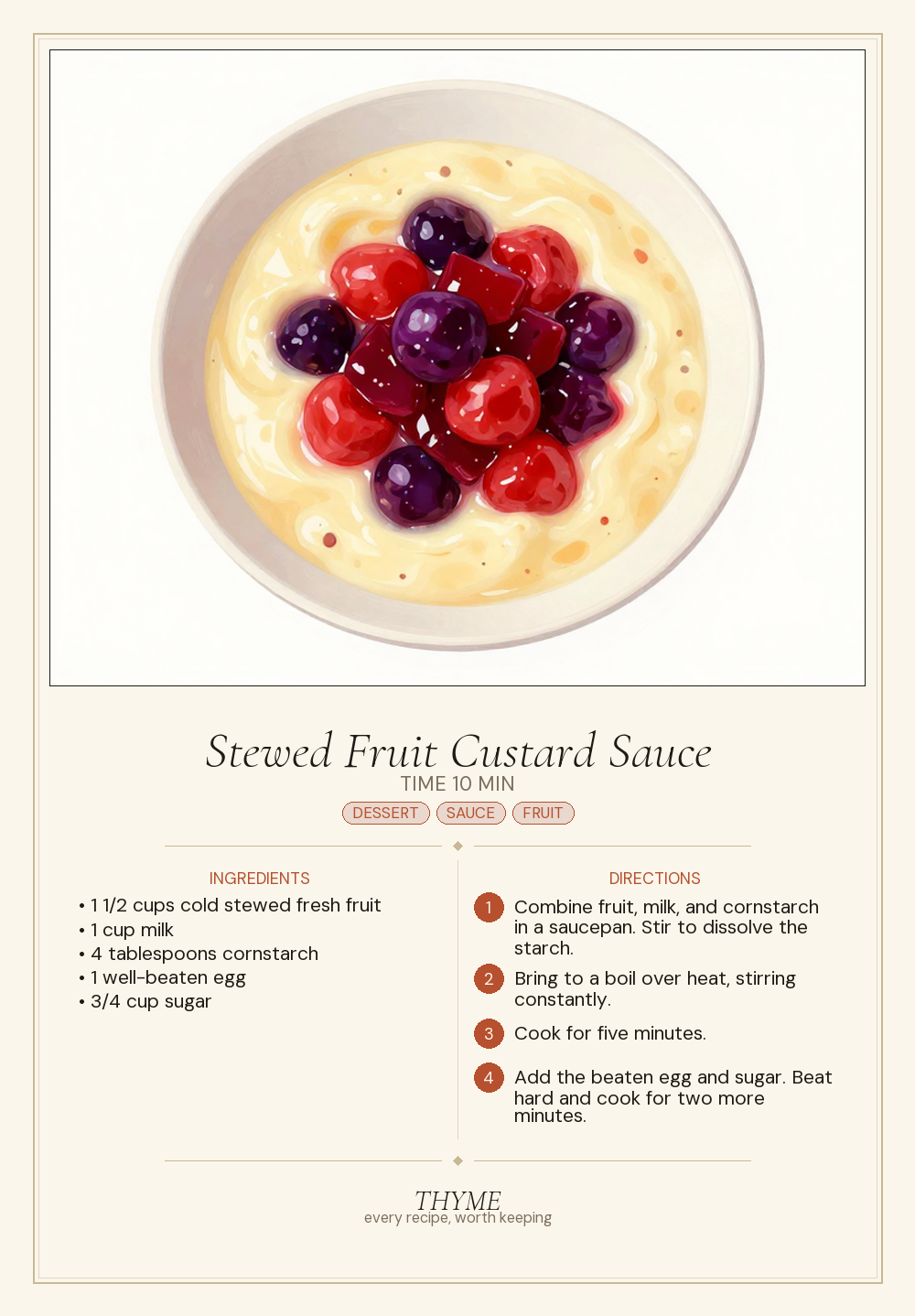 Stewed Fruit Custard Sauce