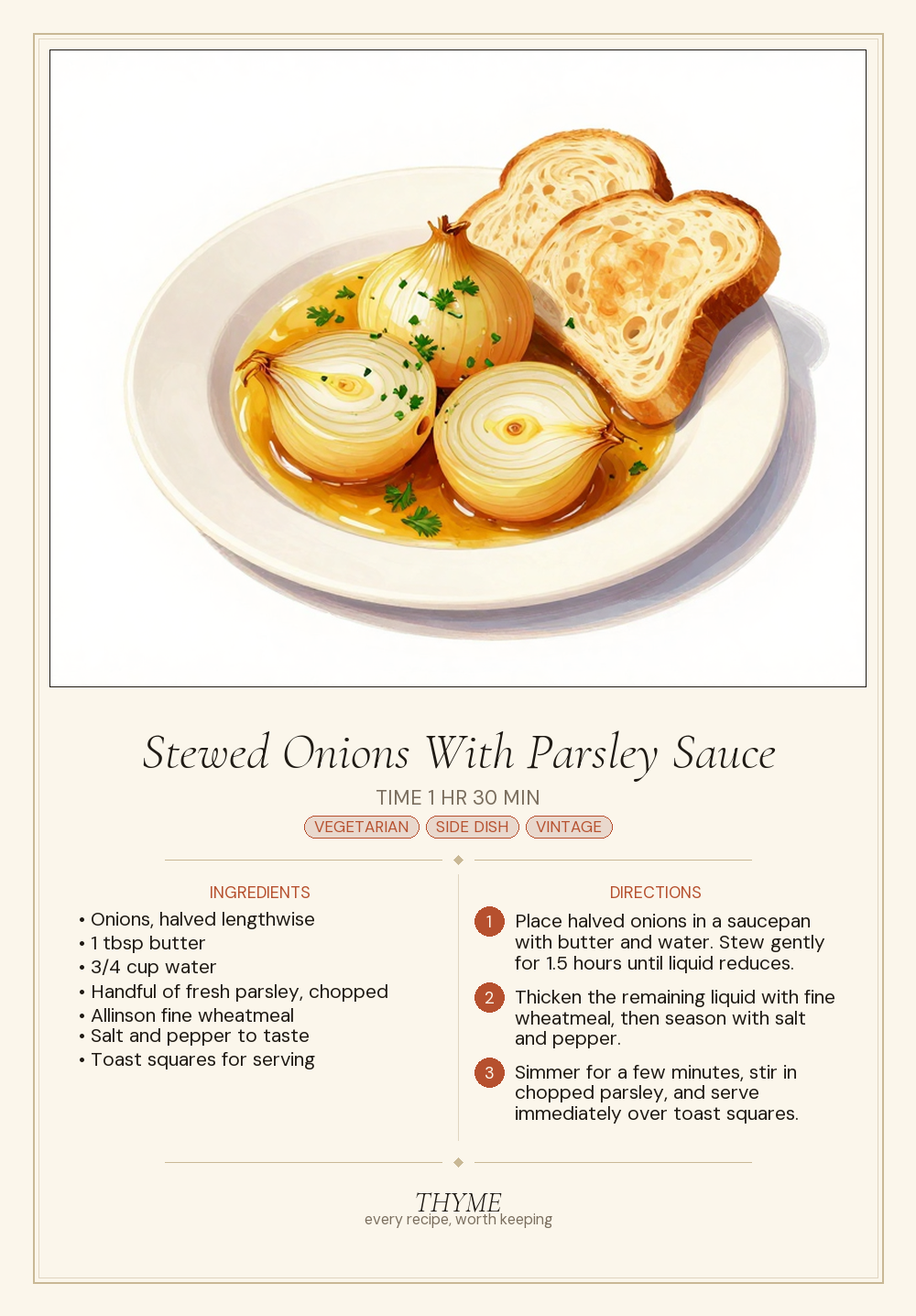 Stewed Onions With Parsley Sauce