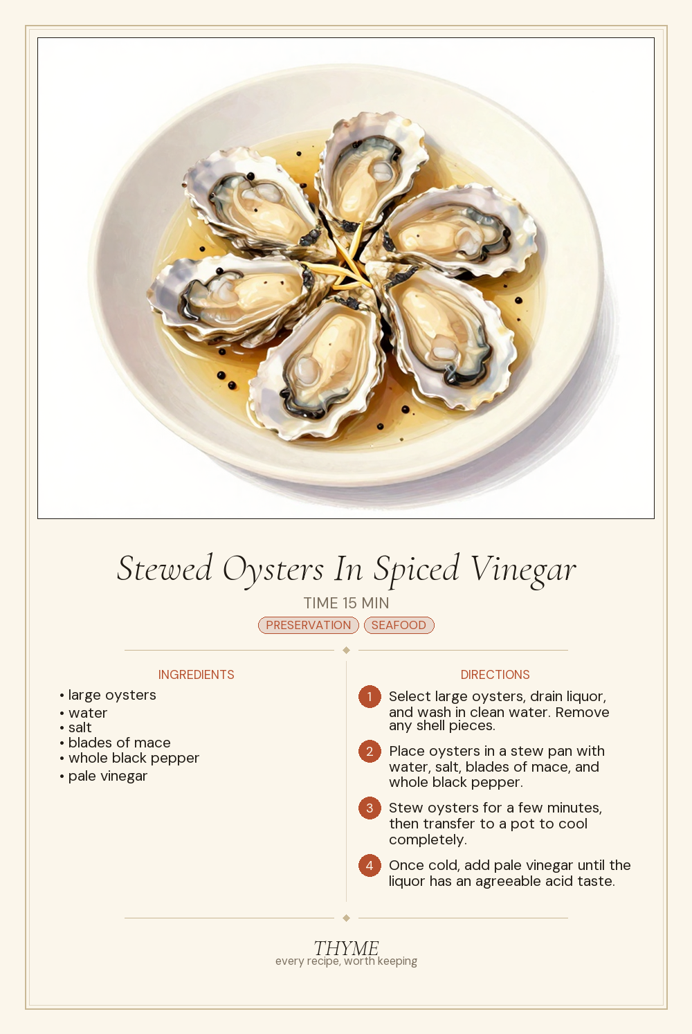 Stewed Oysters In Spiced Vinegar