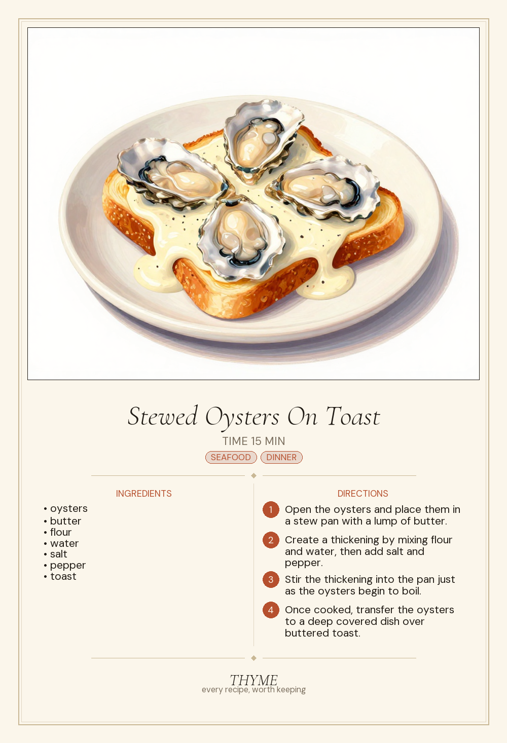 Stewed Oysters On Toast