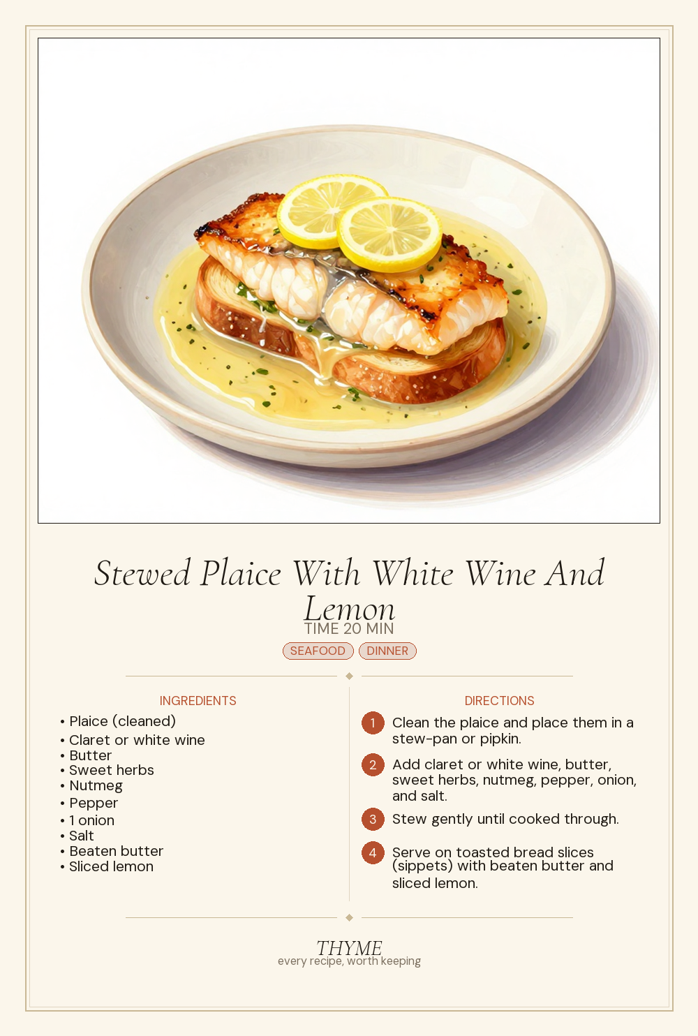 Stewed Plaice With White Wine And Lemon