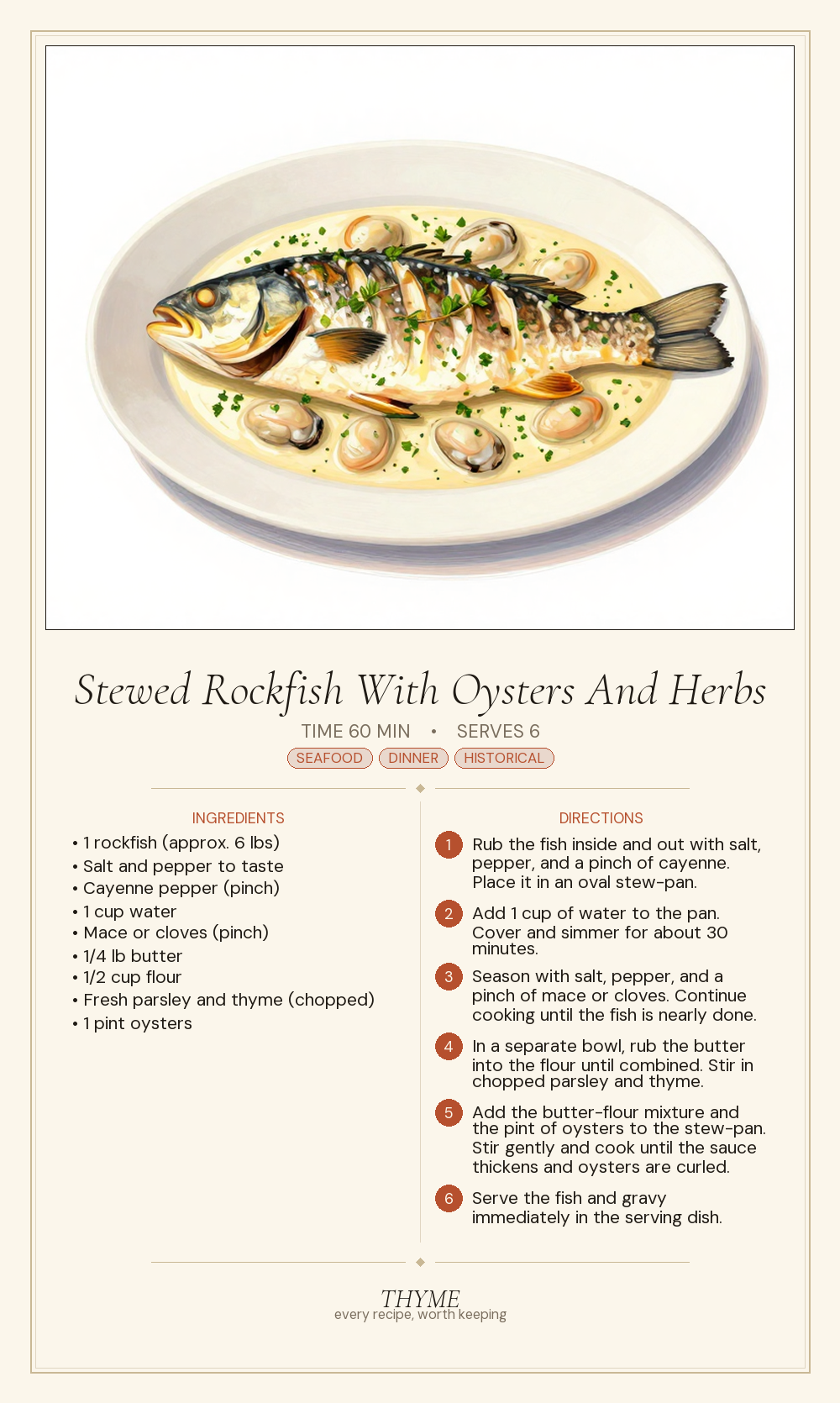 Stewed Rockfish With Oysters And Herbs