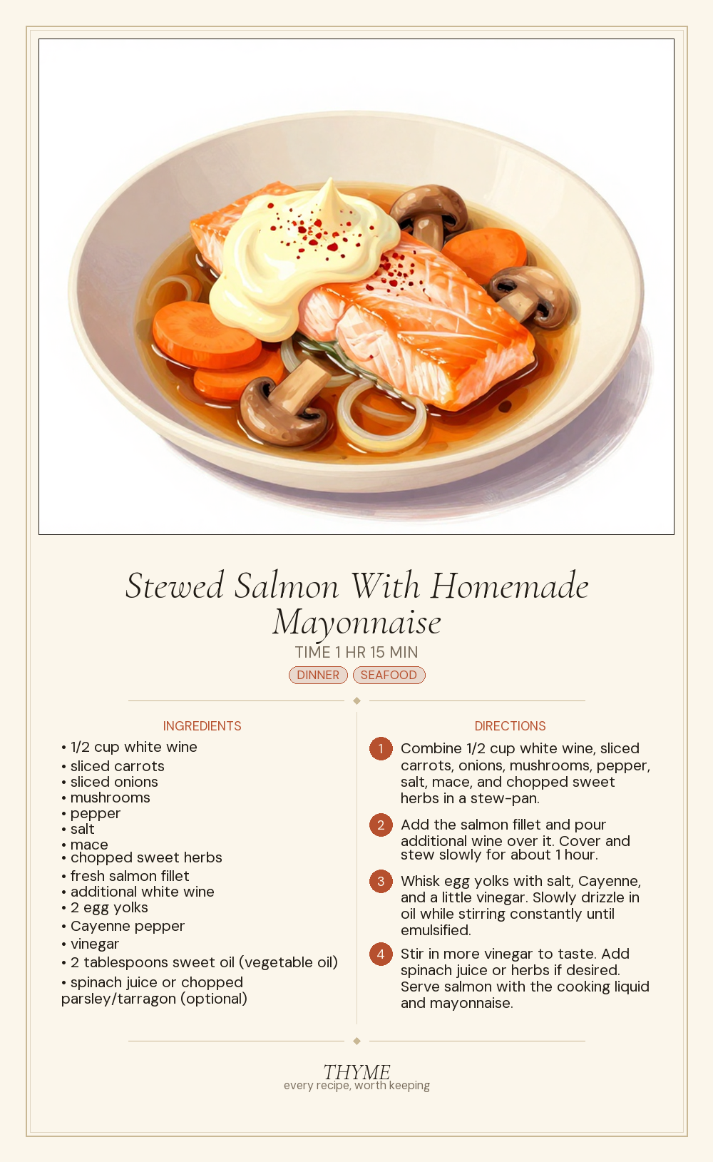Stewed Salmon With Homemade Mayonnaise
