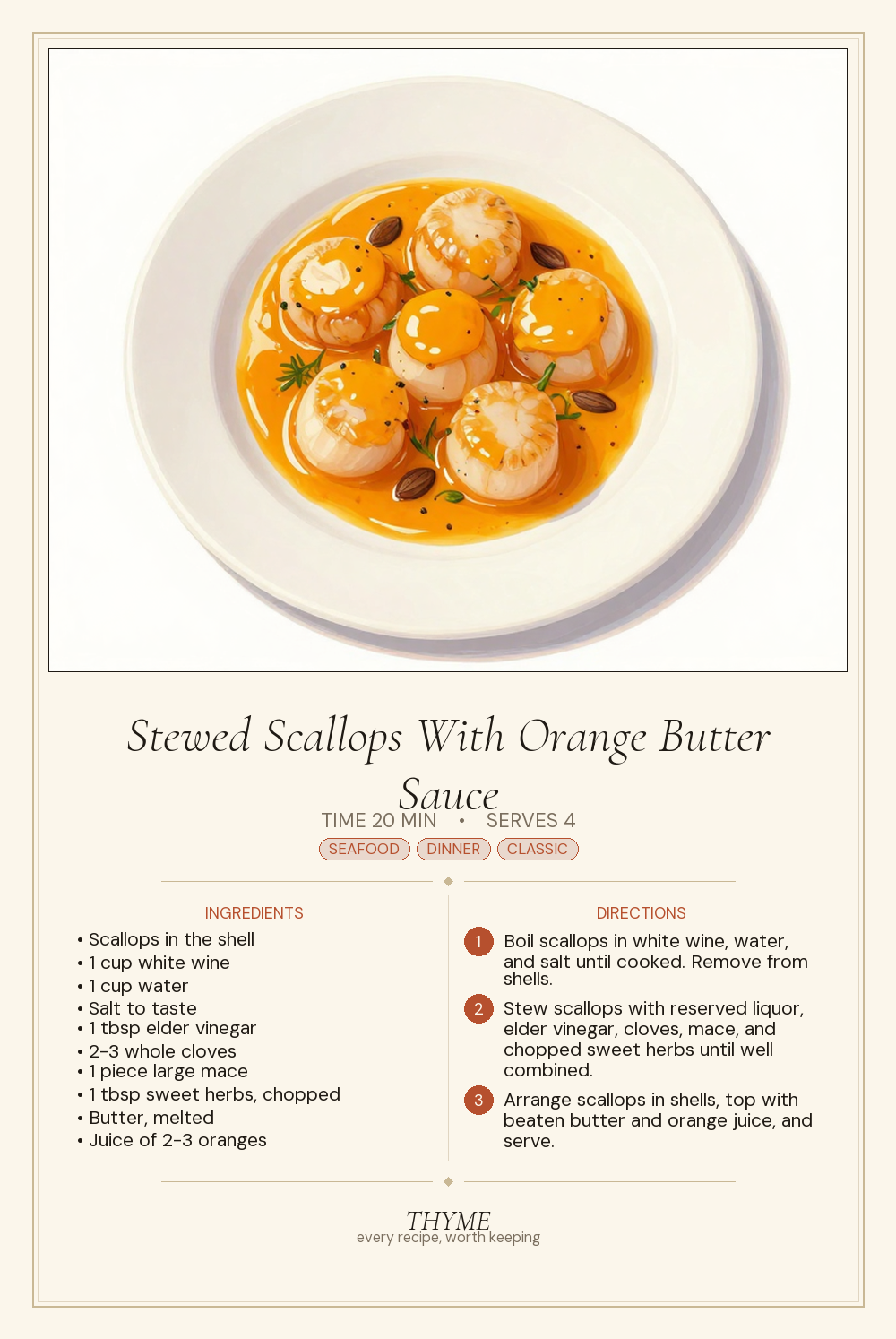 Stewed Scallops With Orange Butter Sauce