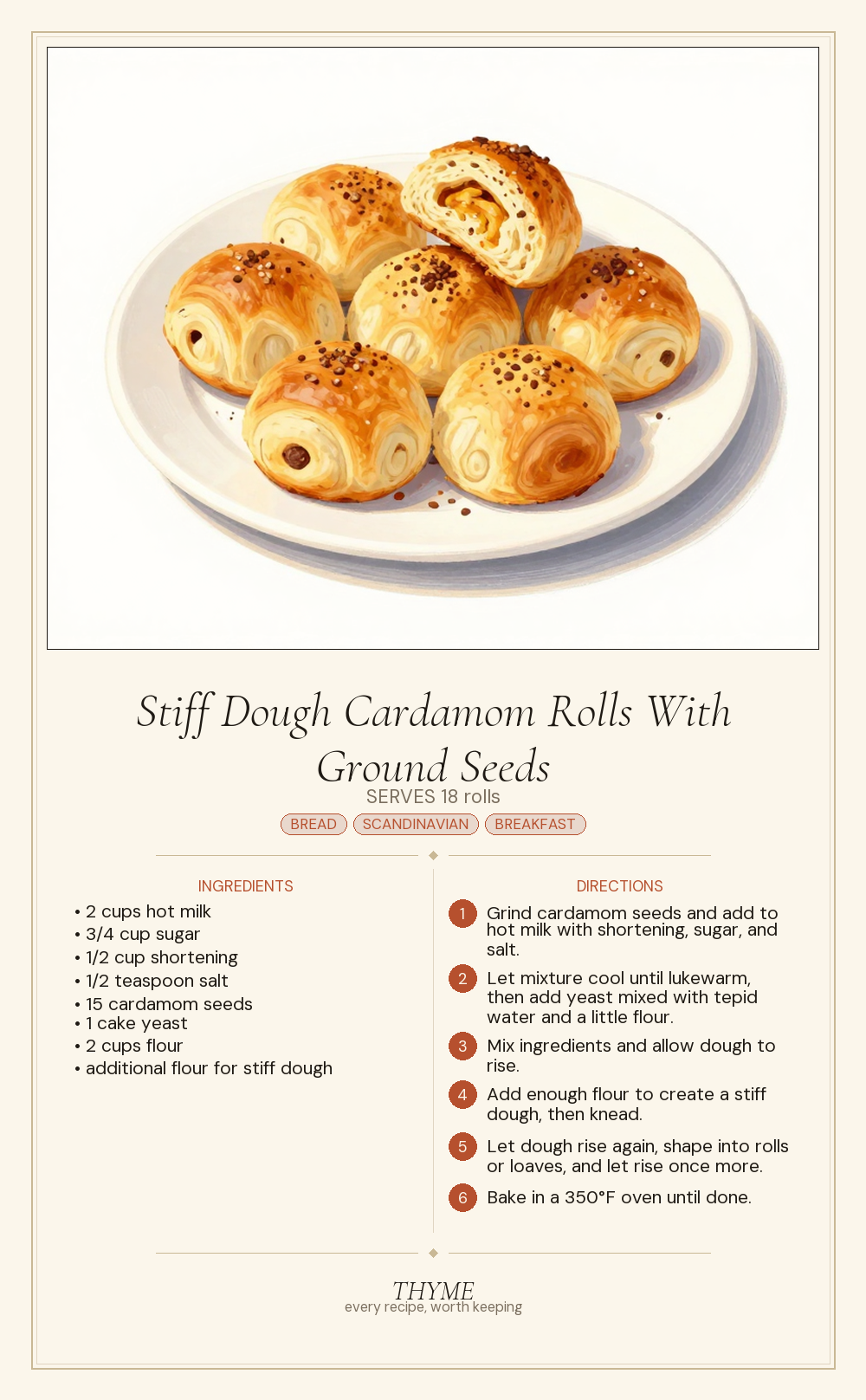 Stiff Dough Cardamom Rolls With Ground Seeds