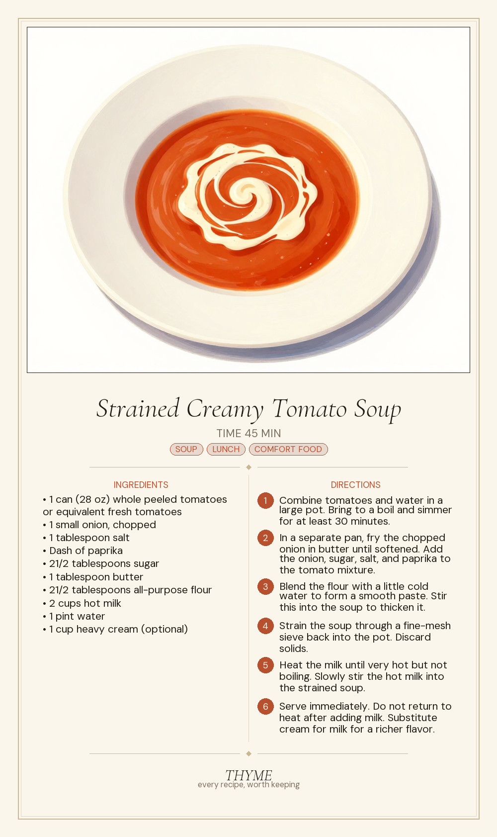 Strained Creamy Tomato Soup