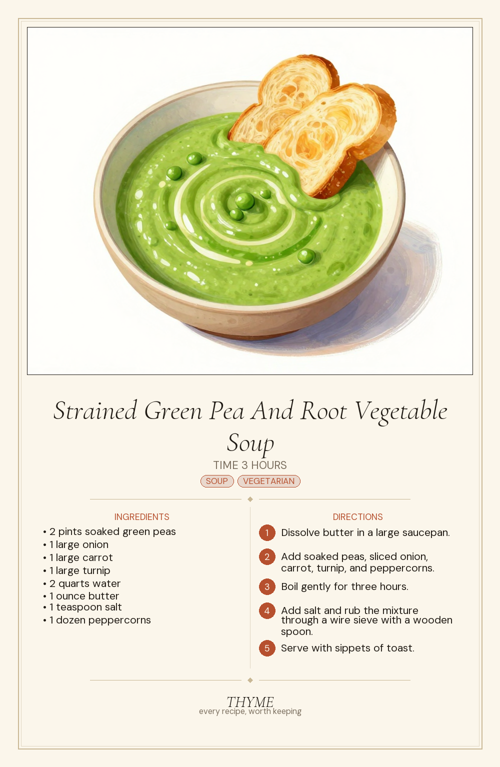 Strained Green Pea And Root Vegetable Soup