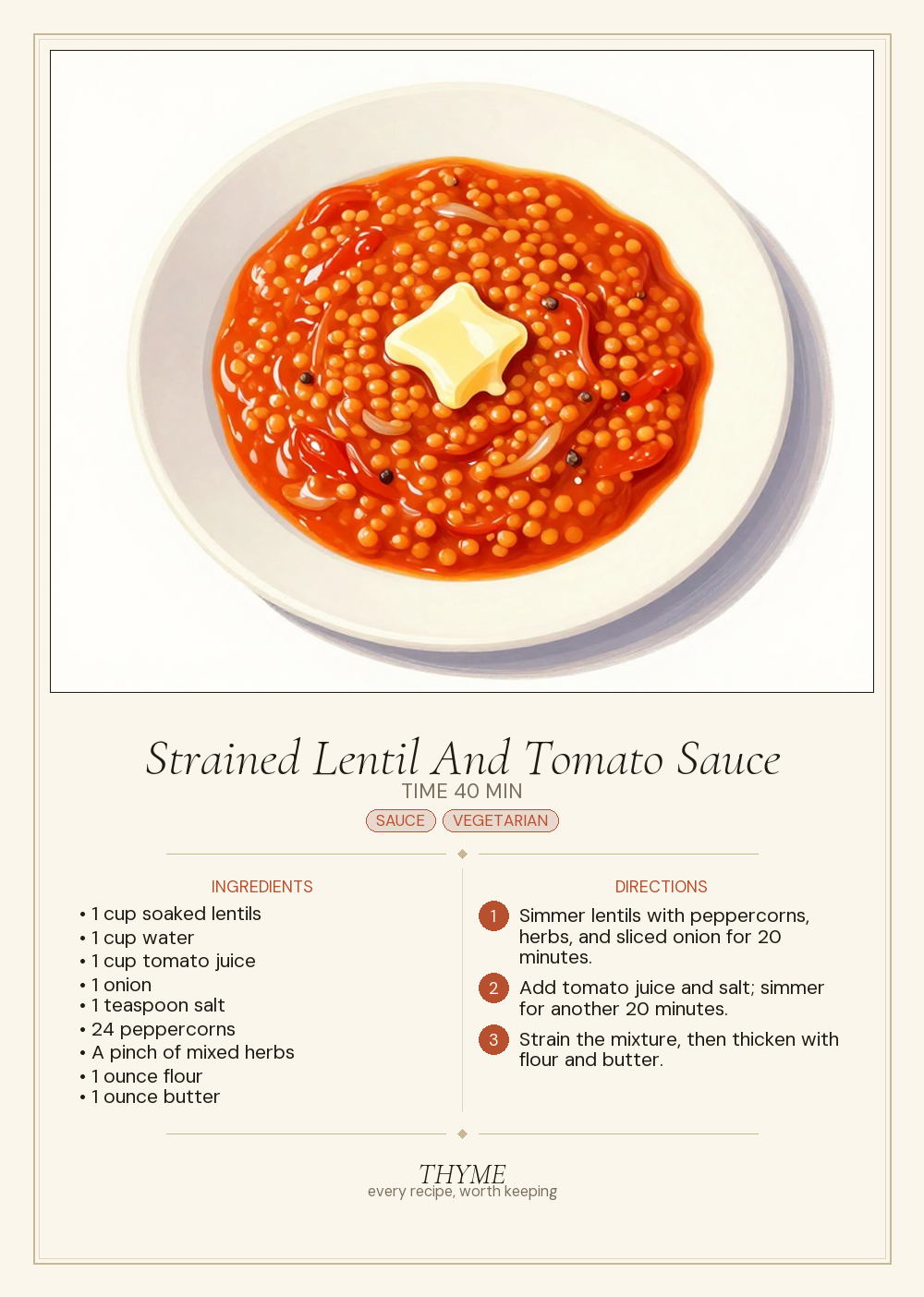 Strained Lentil And Tomato Sauce