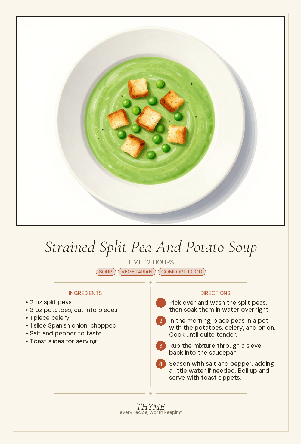 Strained Split Pea And Potato Soup