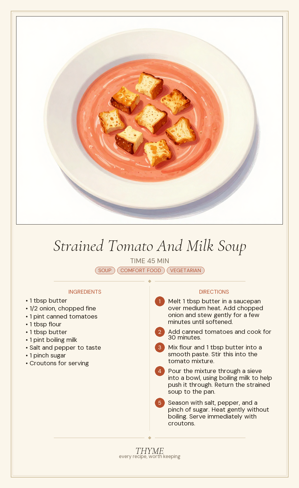 Strained Tomato And Milk Soup