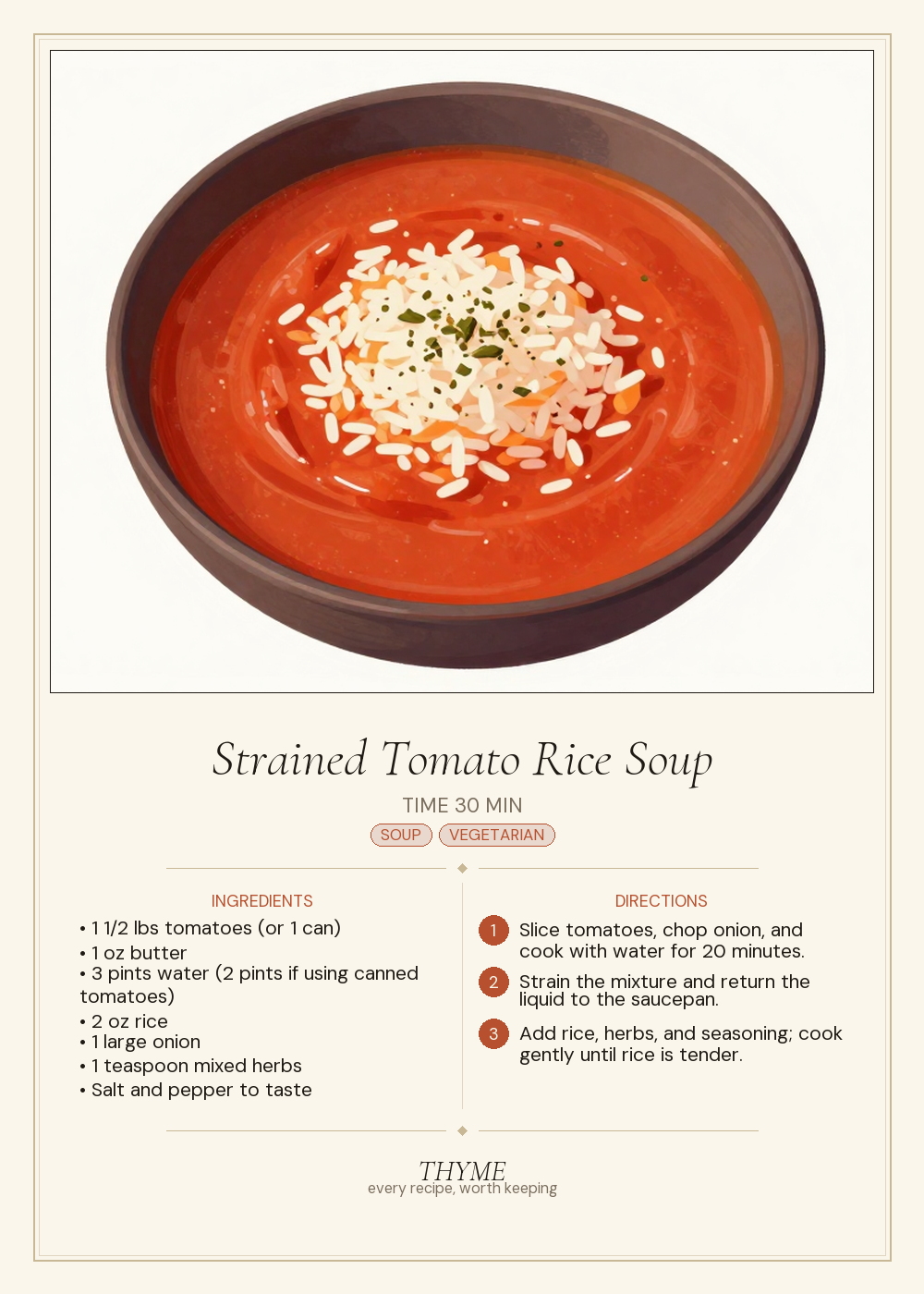 Strained Tomato Rice Soup