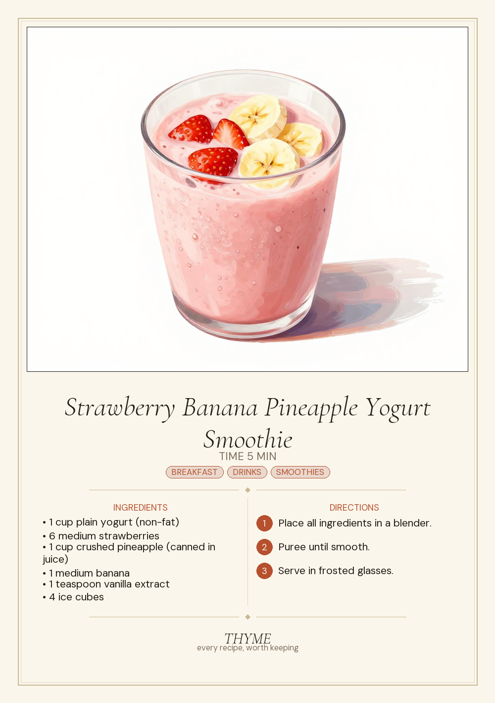 Strawberry Banana Pineapple Yogurt Smoothie