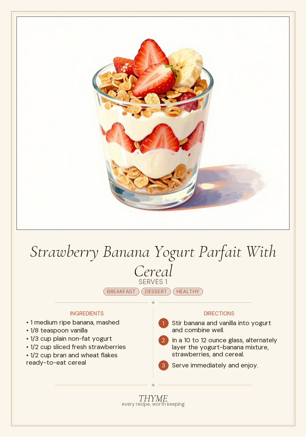 Strawberry Banana Yogurt Parfait With Cereal