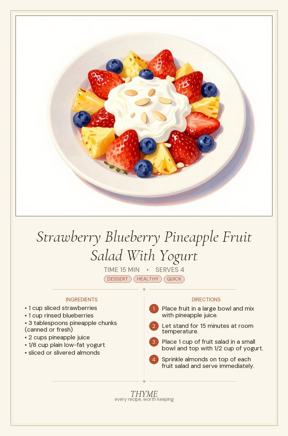 Strawberry Blueberry Pineapple Fruit Salad With Yogurt