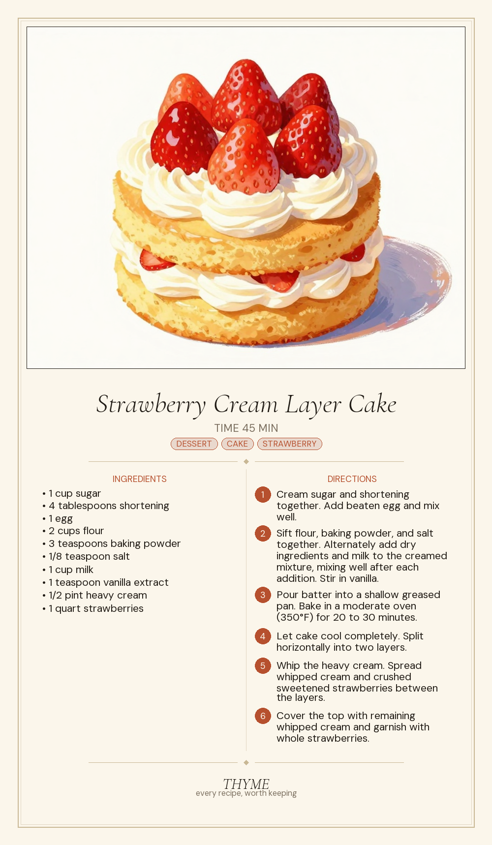 Strawberry Cream Layer Cake