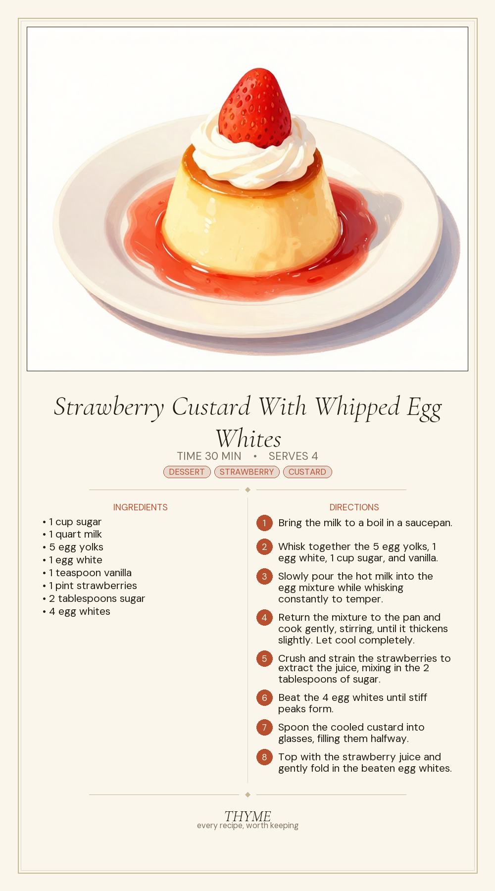 Strawberry Custard With Whipped Egg Whites