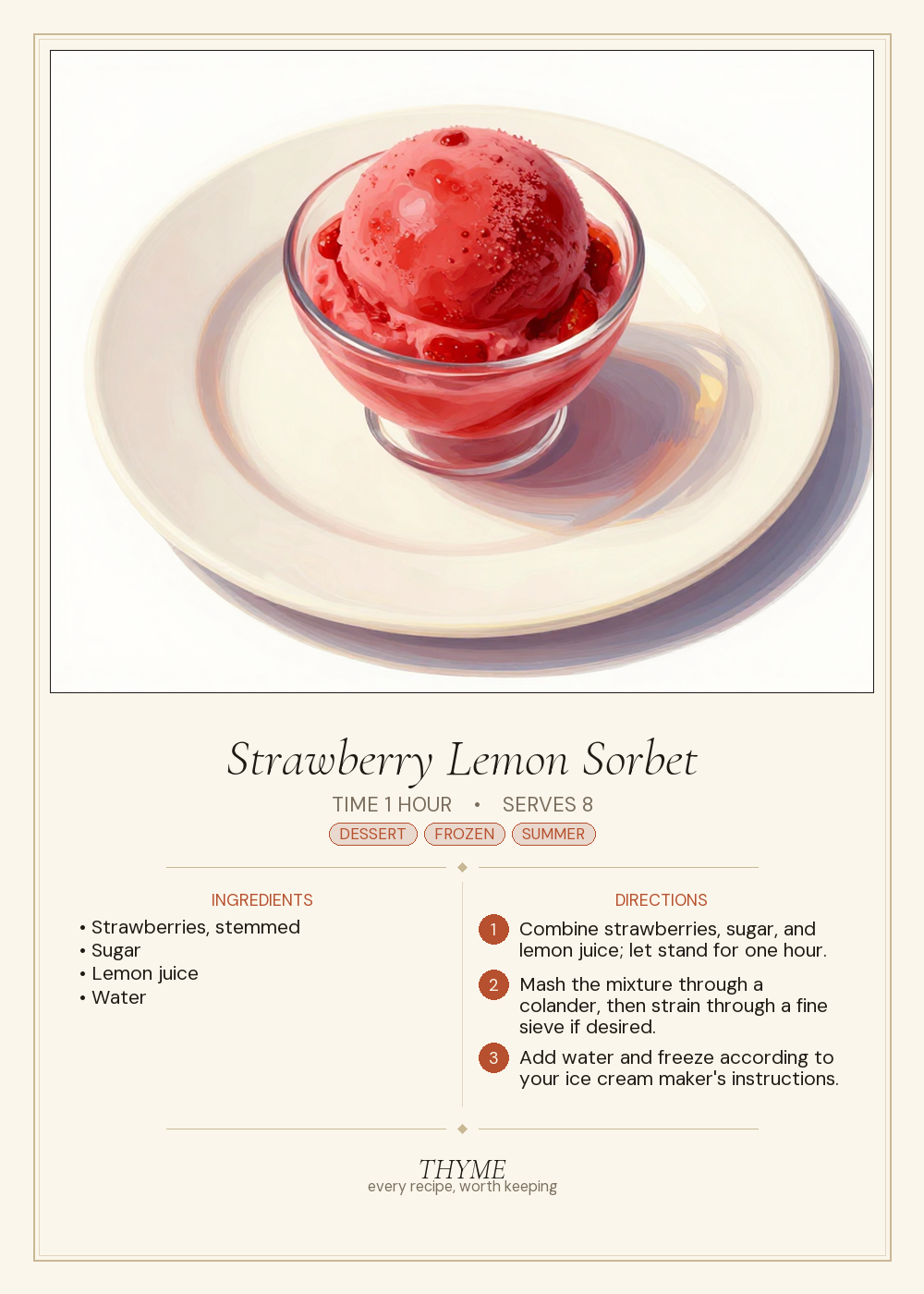 Strawberry Lemon Sorbet