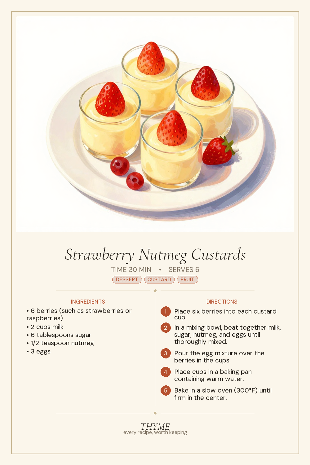 Strawberry Nutmeg Custards